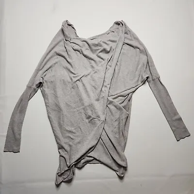 AllSaints Itat Shurg Sweater Long Sleeve Drapey Crossover Womens Medium Gray L1 • $25