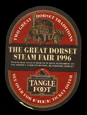 Hall & Woodhouse Tanglefoot Great Dorset Steam Fair 1996 Vintage Beer Mat • £3.50