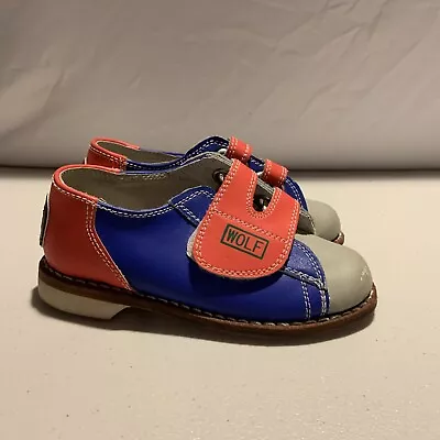 VINTAGE Wolf Leather Red Blue Bowling Shoes Youth 10 Red And Blue [B5] • $19.99