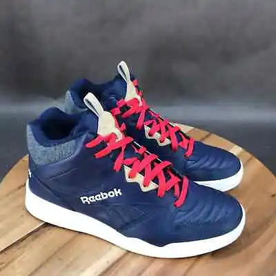 Reebok Royal Sneakers Mens Size 10.5 Blue Red Leather Lace Up High Top • $49.99