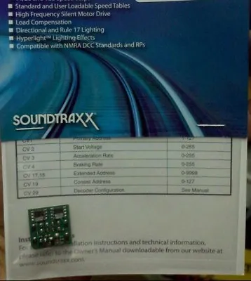 Soundtraxx 852001 MC1H102P8 Decoder NMRA 8 Pin 2 Function          MODELRRSUPPLY • $20.76