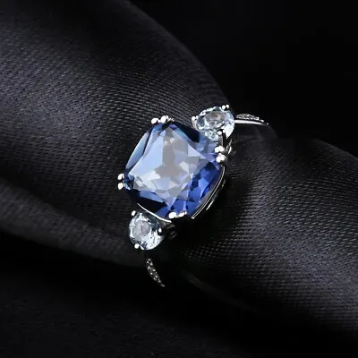 Natural 5.22Ct Iolite Blue Mystic Quartz Gemstone 925 Sterling Silver Women Ring • $66.43