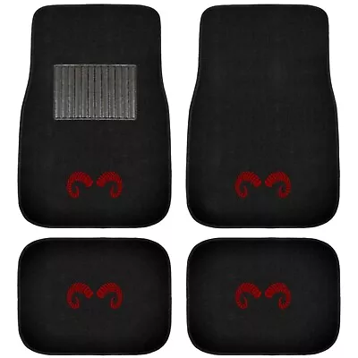 New Red Ram Horn Car Truck Front Rear Back Carpet Floor Mats 4pc Set • $28.96