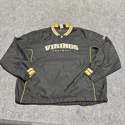 Minnesota Vikings Jacket Men's Large Black Pullover Windbreaker Polyester MLB • $28.88