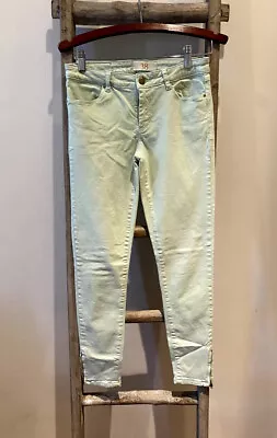 ZARA Slim Skinny Jeans Light Green / Mint With Pockets & Zipper - Size 38 • $39