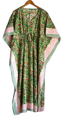 Short Maxi Dress Caftan Womens Vintage Indian Block Print Soft Cotton Kaftan • $25