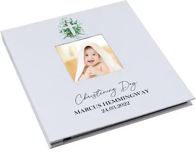 Personalised Large Christening Day Photo Album Linen Self Hardcover LLPA-3 • £24.99