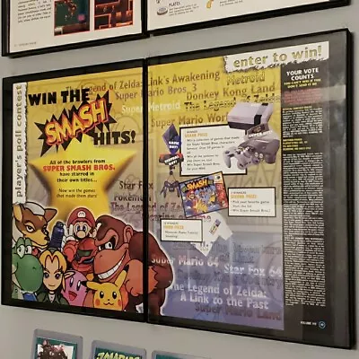 FRAMED Retro 1998 Super Smash Bros Contest Ad/poster N64 Video Game Wall Art • £42.42