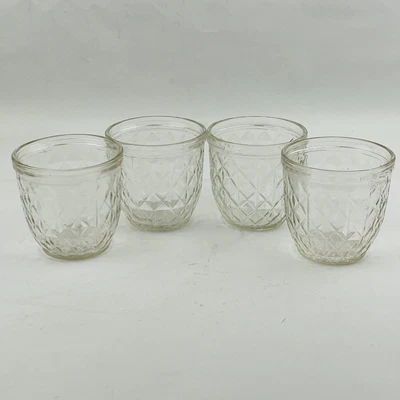 $19.49 • Buy Vintage Ball Quilted Jelly Jar Lot Of 4 Half Pint 8oz Canning USA Rounded Bottom