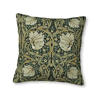 William Morris Green Vintage Floral HD Velvet Throw Pillow 18  X 18  White 9 • $21.80