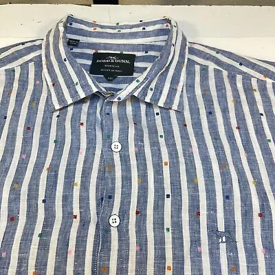 RODD & GUNN SPORTS FIT Linen BUTTON FRONT SHIRT Mens XXL Colorful Polka Dot • $18.99