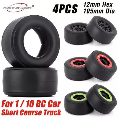 1/10 RC Drift Racing Slick Tyres Wheels 12mm Hex Hub For 1/10 Short Course Truck • £20.68