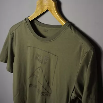 Jack Wolfskin - M - Men's Army Green Graphic Tee T-Shirt Mountain Outdoors • £11.95