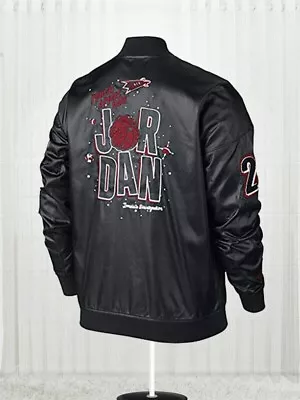 Martian Air Jordan WB Marvin Black Bomber Leather Jacket Men's Biker • $159.99