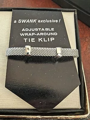 Vtg Silver Swank Adjustable Tie Clip- Clip On/ Mid Century - In Original Box • $5