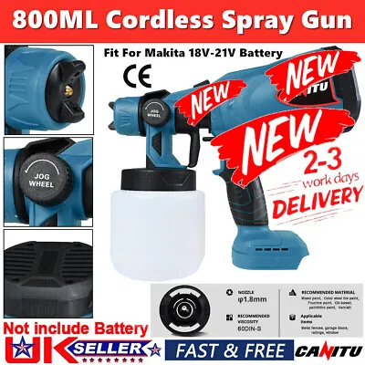 £36.99 • Buy UK Cordless High Pressure Spray Gun Airless Paint Sprayer For Makita 18V Battery