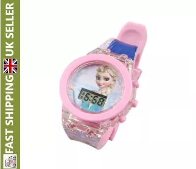 Children's Watch Frozen Anna Elsa Cartoon Flashing Light Up Digital Kids Hero • £6.79