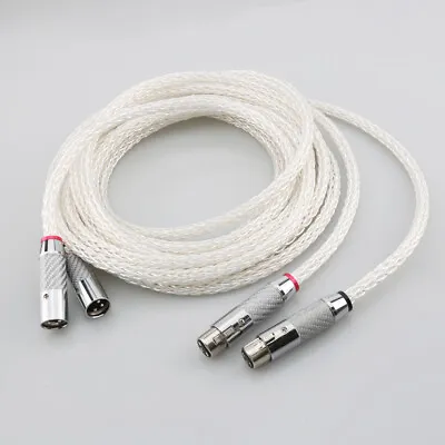 Pair 8AG OCC Silver Plated Interconnect Audio Cable HIFI Balanced Wire XLR Cable • £43.19