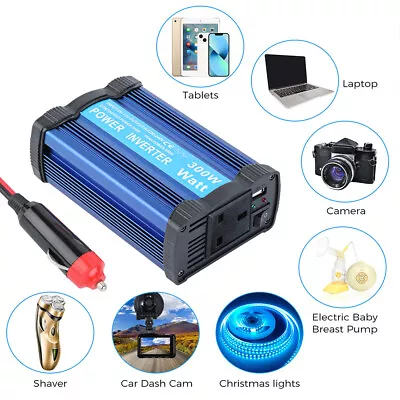 Power Inverter 300w Adapter Converter - Dc 12v To Ac 230v Car Chargers Trip • £14.25