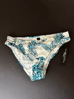 La Blanca Bikini Bottom Swimsuit Hipster Women 10 LB 1VC96 Blue Tropical $61 • $16.50