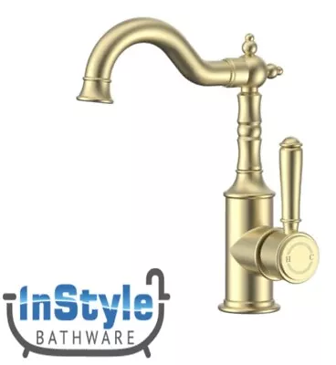 New- Vintage Range-Traditional Basin Mixer- Solid Handle- BRUSHED GOLD • $459