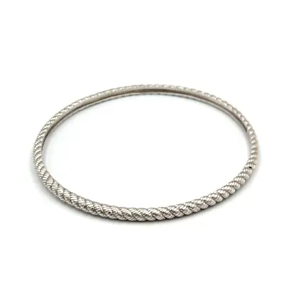 Judith Ripka Sterling Silver 925 Braided Weave Pattern Round Bangle Bracelet • $76