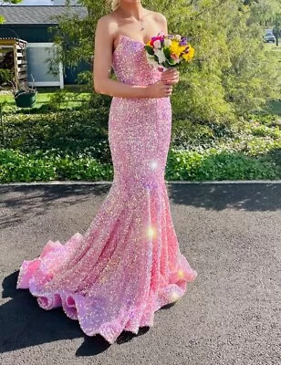 Portia & Scarless Prom Dress Pink Sequin Size 0 • $350