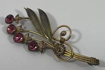 VTG VAN DELL Sterling Silver 12K GF GOLD FILLED Brooch Pin RHINESTONE FLOWER • $9.99