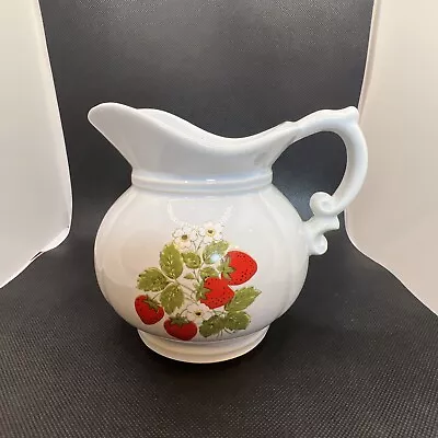 Vintage McCoy Pitcher 7528: White Color With Strawberries • $17.99