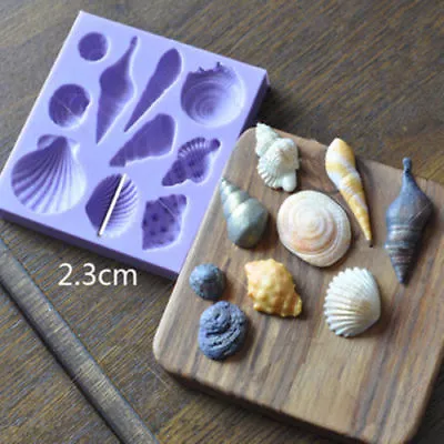 Sea Shells Conch Silicone Mould Cake Beach Stones Summer Fondant Baking DIY Mold • £2.99