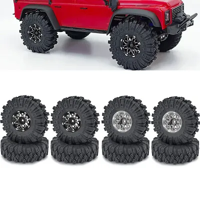 4PCS 1.0  Beadlock Wheel Rims Mud Tires For RC Crawler Axial 1/18 TRX4M SCX24 • $31.39