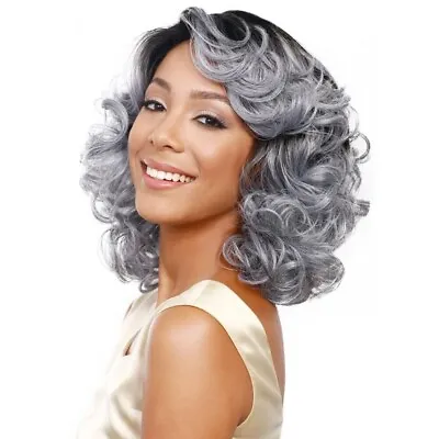 Mixed Gray Women's Bob Synthetic Heat Resistant Curly Wigs Party Cosplay Daily • $14.39