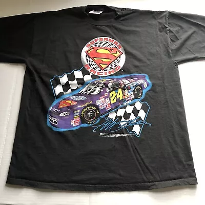 Vtg Competitors View Jeff Gordon Superman Racing Black Nascar T-Shirt XL A3410 • $29.99