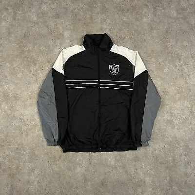 Oakland Raiders Nfl Track Jacket Men’s XL Black Full Zip Windbreaker USA VTG • £39.99