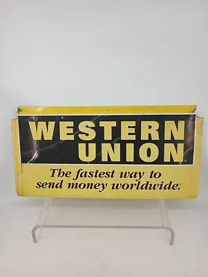 Vtg Western Union Double Sided Metal Advertising Sign 30  X 15  • $85