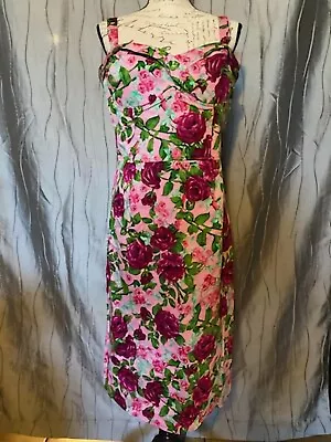 Vintage Pinup Couture Dress Deadly Dames Size XL Floral Print Amazing Condition  • $11.50