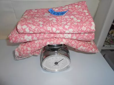 3 Vintage Feed Sack Fabric White Floral Lily Of The Valley On Pink • $60