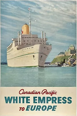 Original Vintage Poster CANADIAN PACIFIC WHITE EMPRESS TO EUROPE Travel OL • $1499