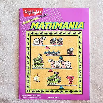 Highlights MATHMANIA Workbook Homeschool Math Puzzles 1999 Vintage • $9.07