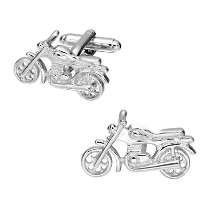 £9.99 • Buy Cool Novelty Polished Chrome Classic Motorcycle Cufflinks