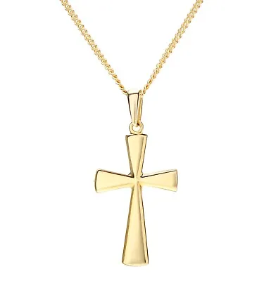 9ct Gold Cross Pendant Necklace + 18 Inch Solid 9ct Gold Chain • £67.95