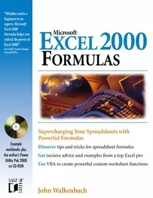Microsoft Excel 2000 Formulas By Walkenbach John Paperback Book The Cheap Fast • £3.58