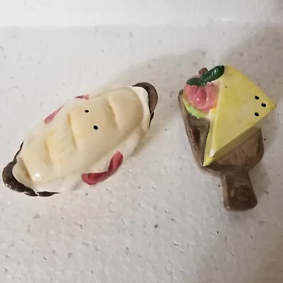  Vintage Bread Cheese Fruit  Board Salt & Pepper Shakers Japan • $8.99