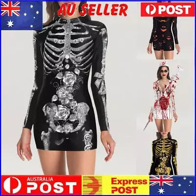 Crew Neck Nurse Uniforms Dress Long Sleeve Women Vintage H Shape Party Clothing • $14.89