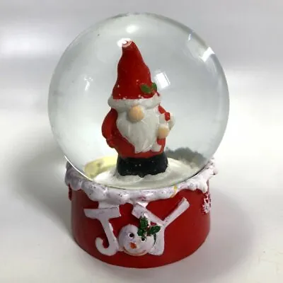 Christmas 2.5  Small Snow Globe Santa Claus Gnome Holding Candy Cane 'Joy' NEW! • $9.95