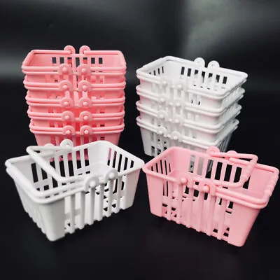 2PC 1/12 Dollhouse Miniature White Pink Supermarket Shopping Basket Accessories • $8.99