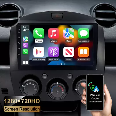 For Mazda 2 2007-2014 Apple Carplay Car Stereo Radio GPS Navi Player Android 12 • $143.26