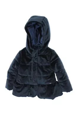 Mayoral Girls Hood Long Sleeves Puffer Jacket Navy Blue Size 18 M • $41.49