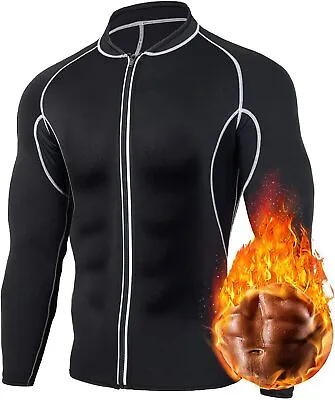 $34.99 • Buy Men's Neoprene Sauna Sweat Shirt  Weight Loss Zipper Long Sleeve Shaper Workout