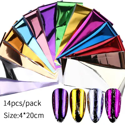 14pcs Charm Gold Sliver Metallic Nail Foil Adhesive Decals Nail Art Decorations • $2.56